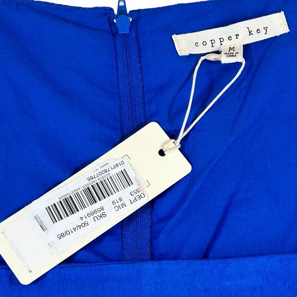 Copper Key Faux Wrap Dress Size Medium Blue Career Textured Classic Rayon  Mini - Picture 12 of 16